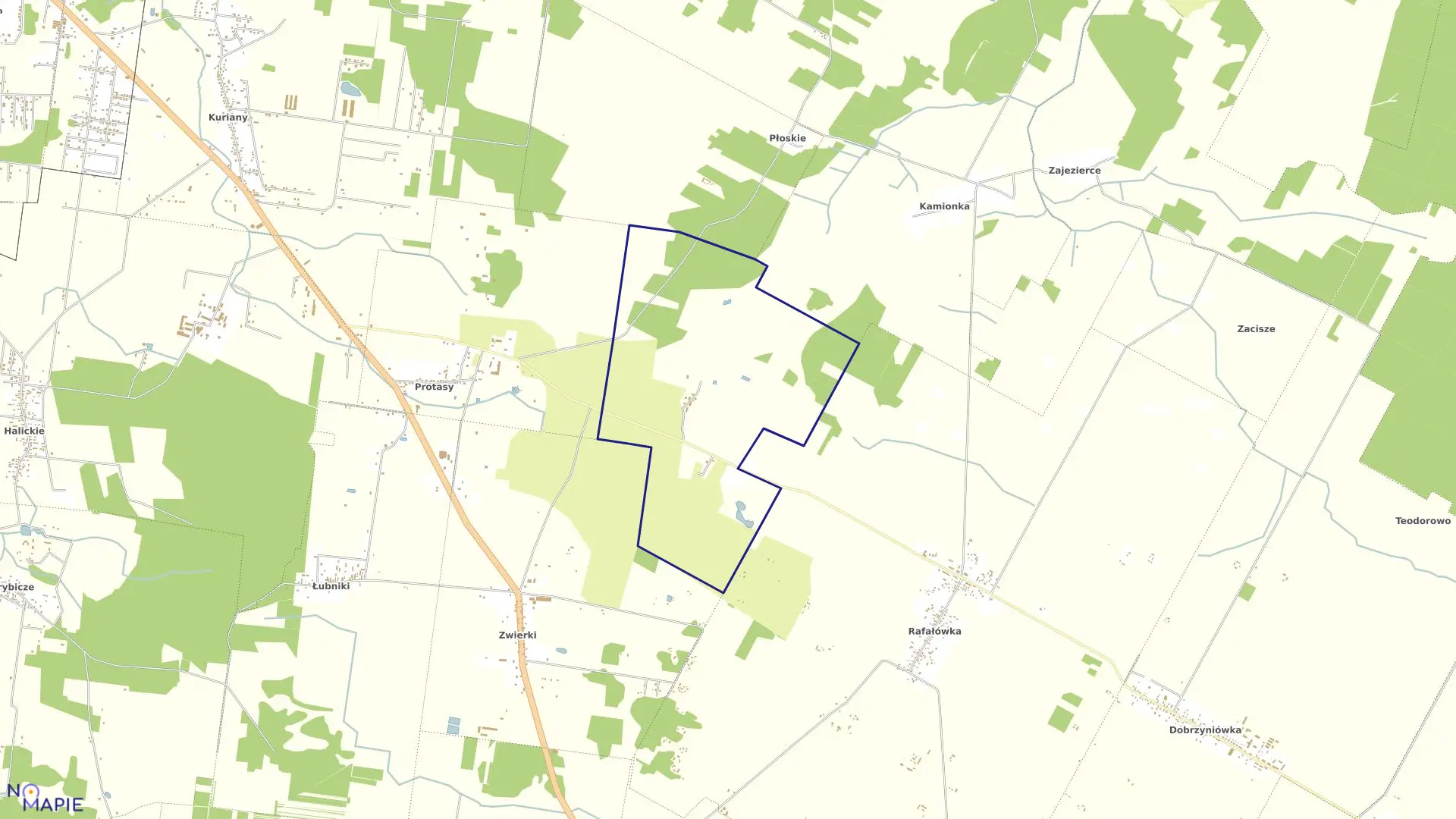 Mapa obrębu BOROWIKI w gminie Zabłudów