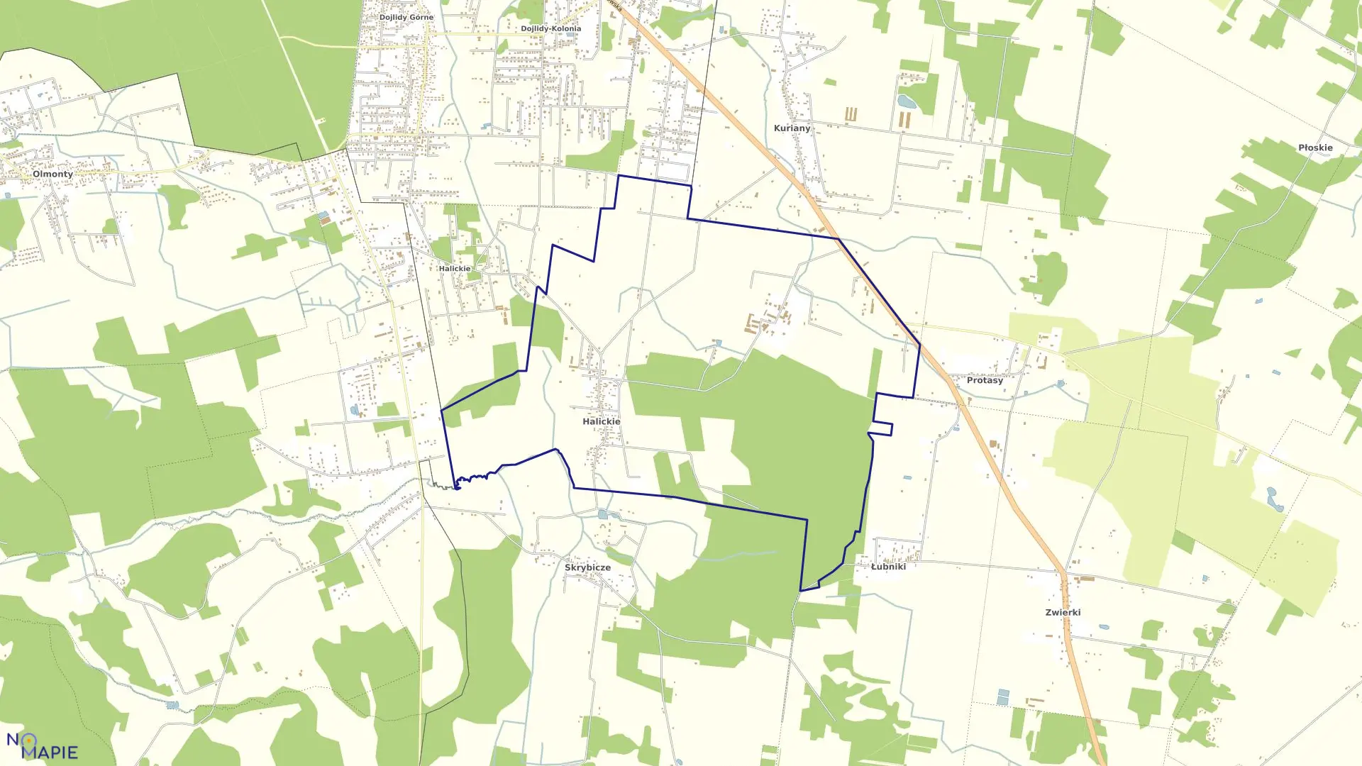 Mapa obrębu HALICKIE w gminie Zabłudów