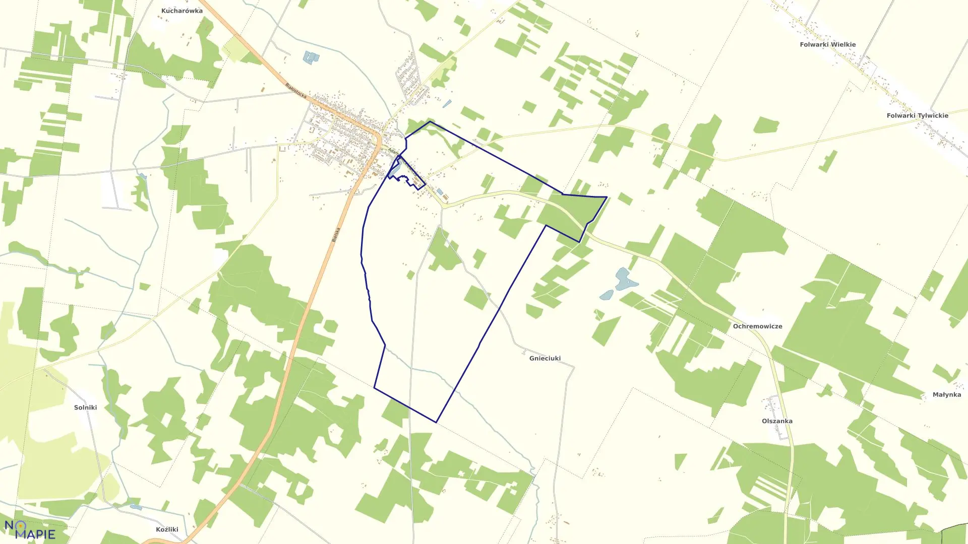 Mapa obrębu KOL.ZABŁUDÓW w gminie Zabłudów