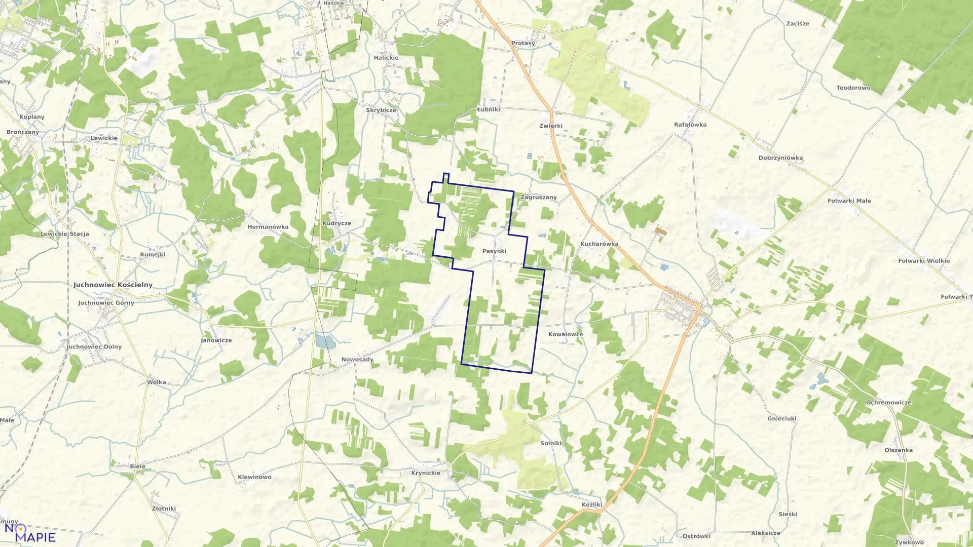 Mapa obrębu PASYNKI w gminie Zabłudów