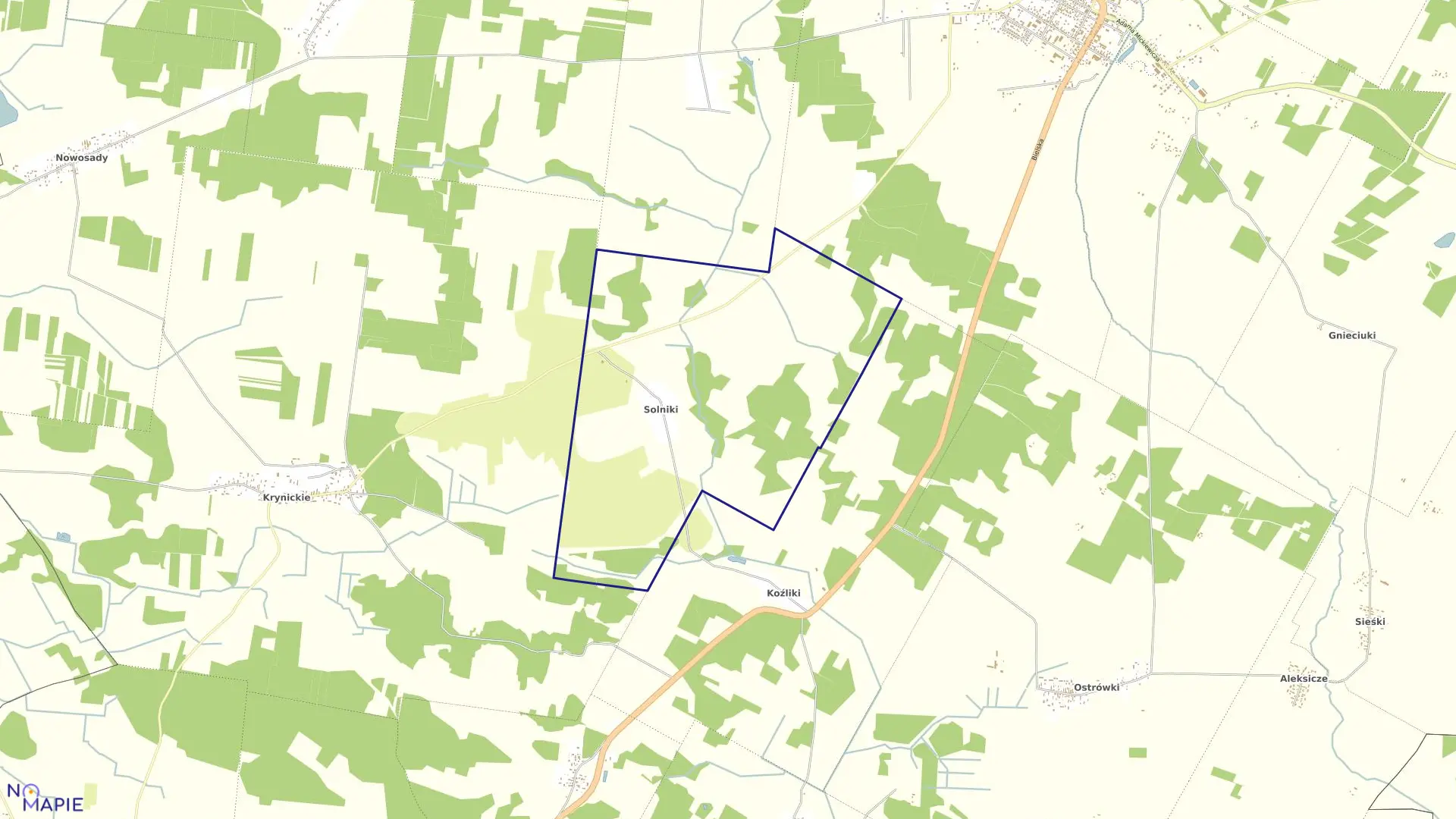 Mapa obrębu SOLNIKI w gminie Zabłudów