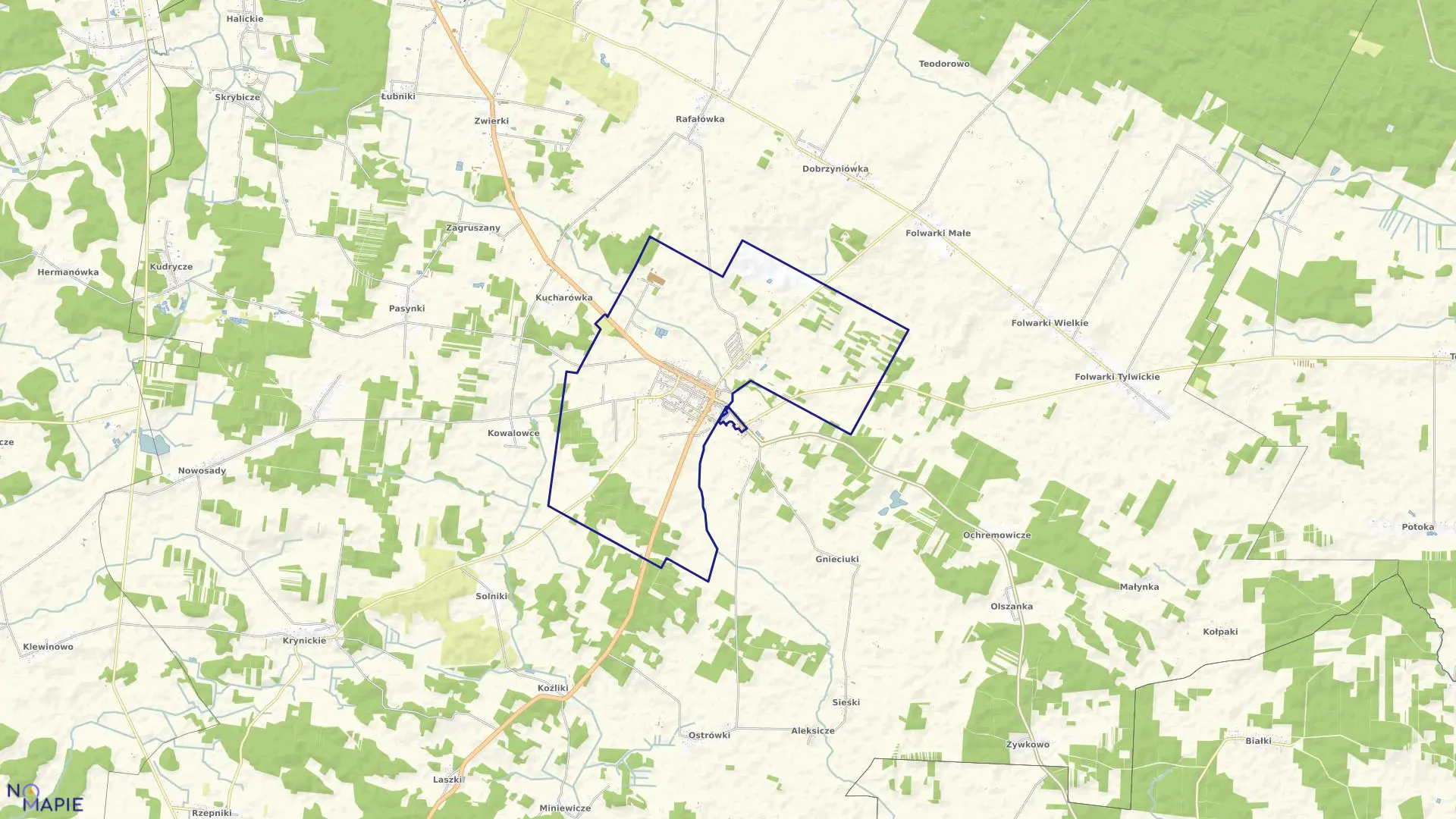 Mapa obrębu ZABŁUDÓW w gminie Zabłudów